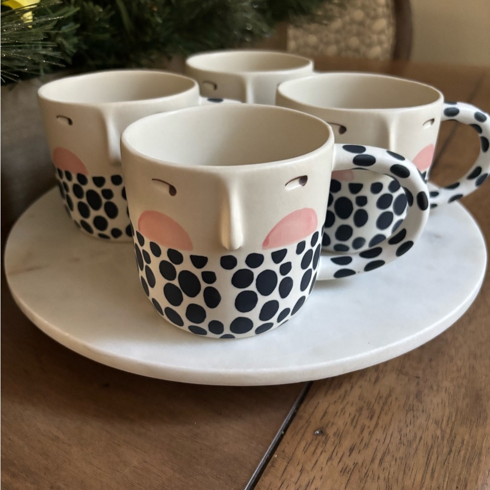 Anthropologie Black and White Dotted Mug - Picture 3 of 3